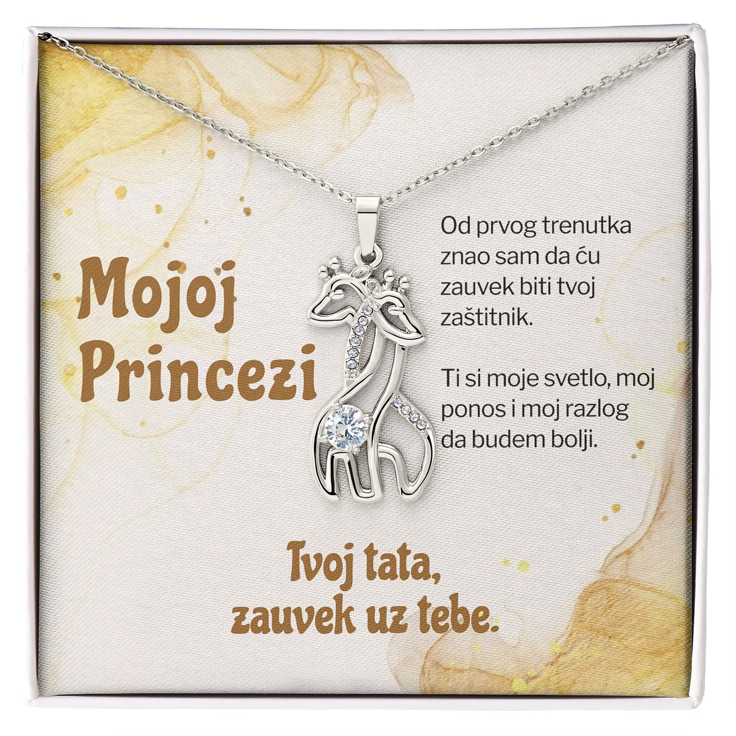 Mojoj princezi – Posveta sa lančićem za ćerku od oca (Žirafa)