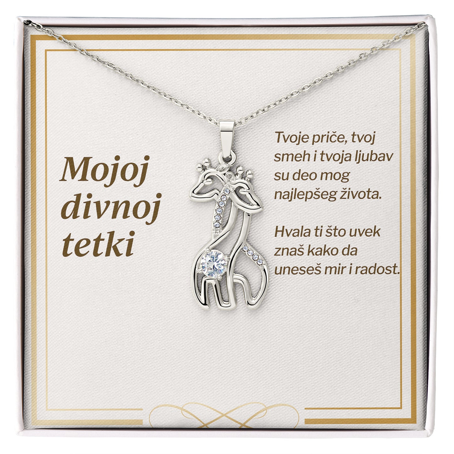 Mojoj divnoj tetki – Posveta sa lančićem za tetku (Žirafa)