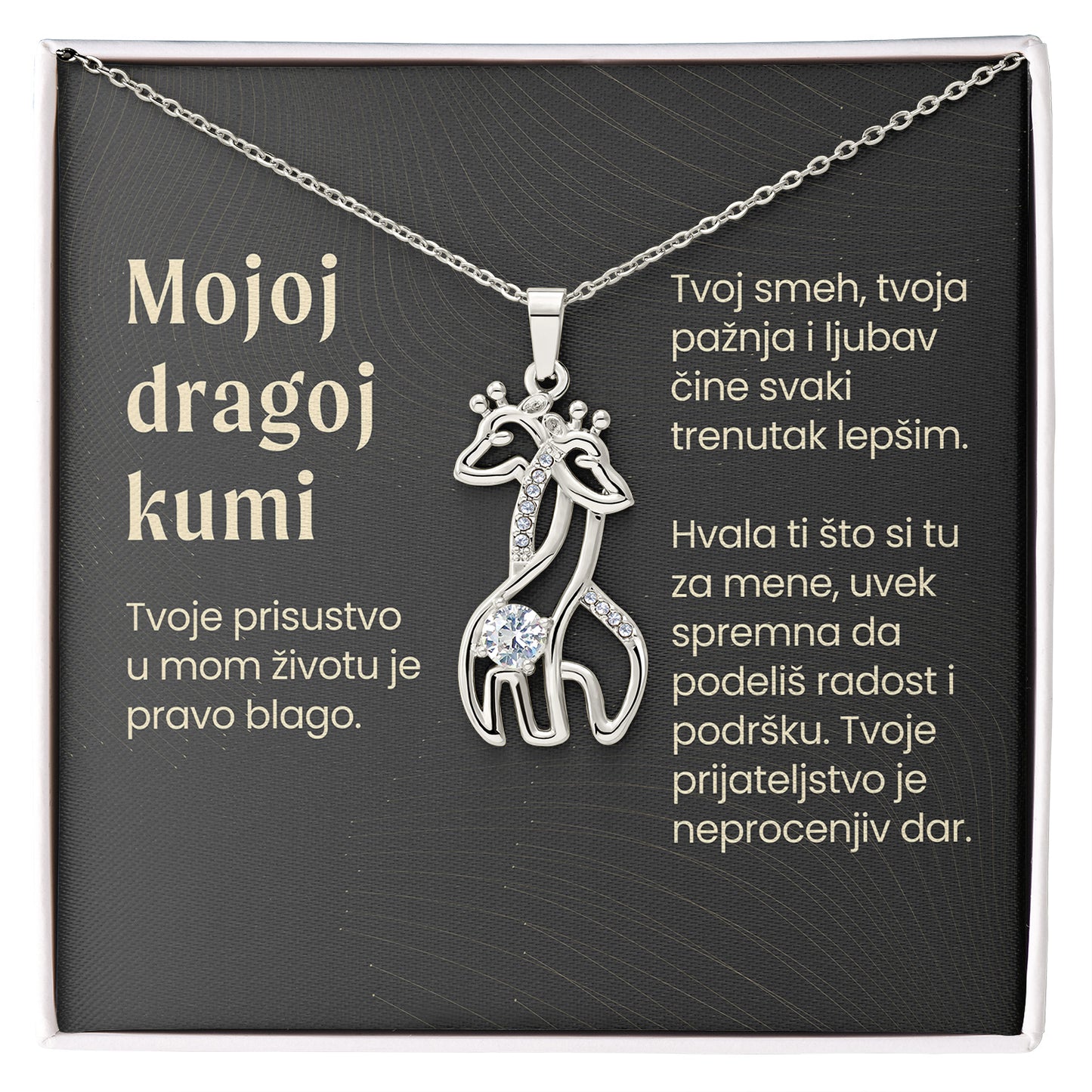 Mojoj dragoj kumi – Posveta sa lančićem za kumu (Žirafa)