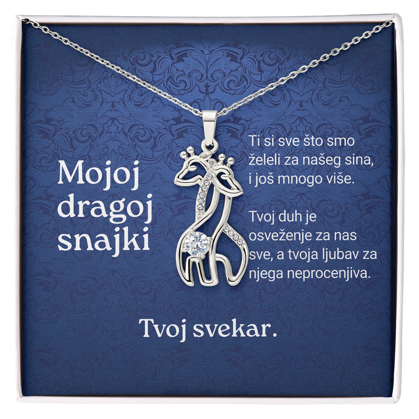 Mojoj dragoj snajki – Posveta sa lančićem od svekra (Žirafa)