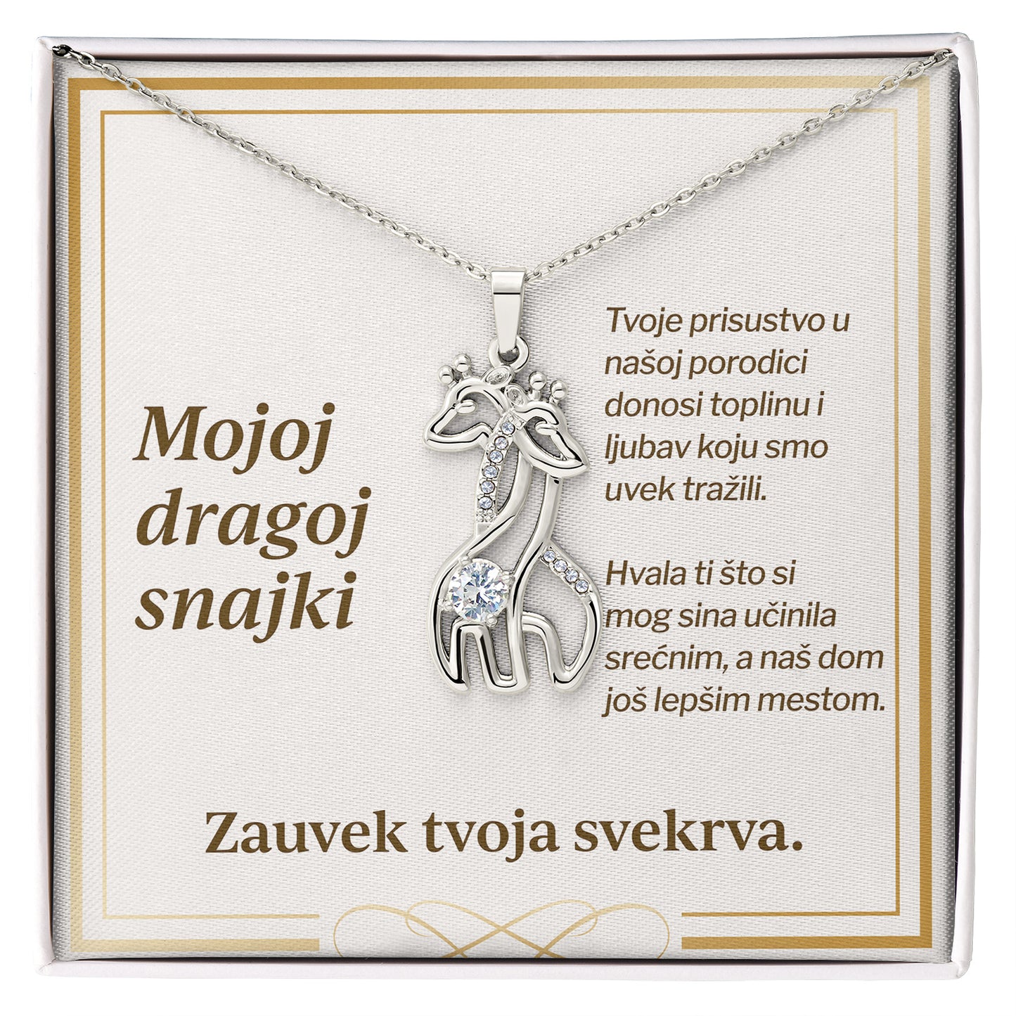 Mojoj dragoj snajki – Posveta sa lančićem od svekrve (Žirafa)