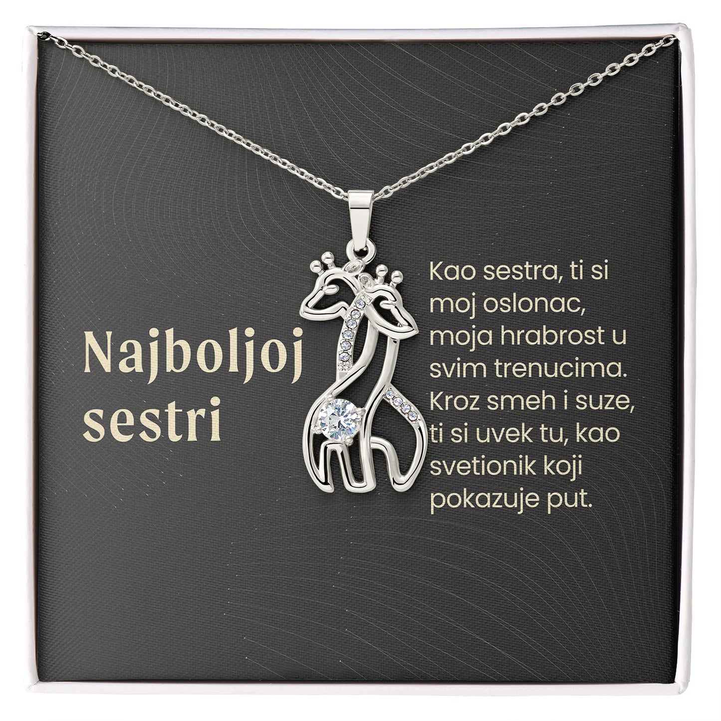 Najboljoj sestri – Posveta sa lančićem od sestre (Žirafa)