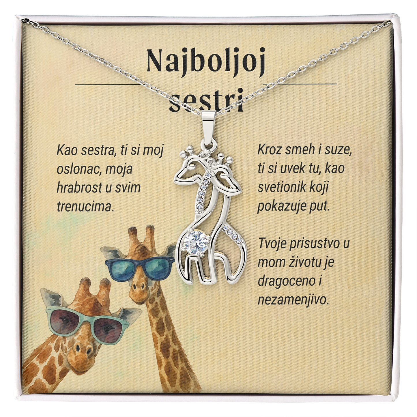 Najboljoj sestri  – Posveta sa lančićem od sestre (Žirafa), svetla