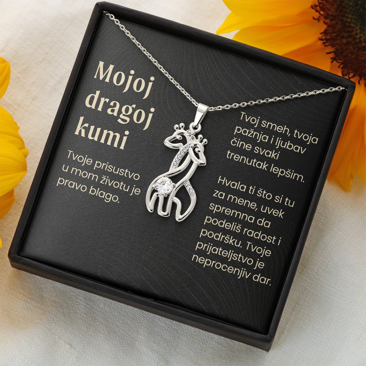 Mojoj dragoj kumi – Posveta sa lančićem za kumu (Žirafa)