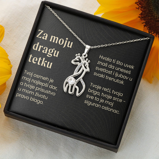 Za moju dragu tetku – Posveta sa lančićem za tetku (Žirafa)