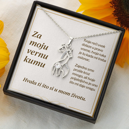 Za moju vernu kumu – Posveta sa lančićem za kumu (Žirafa)