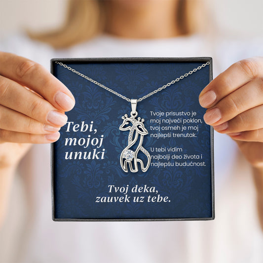 Tebi, mojoj unuki – Posveta sa lančićem za unuku od deke (Žirafa)