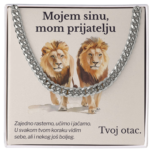 Mojem sinu, mom prijatelju – Posveta sa lančićem za sina od oca