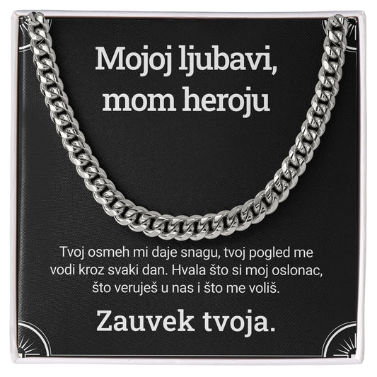 Mojoj ljubavi, mom heroju – Posveta sa lančićem za dečka od devojke