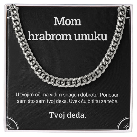 Mom hrabrom unuku – Posveta sa lančićem za unuka od deke