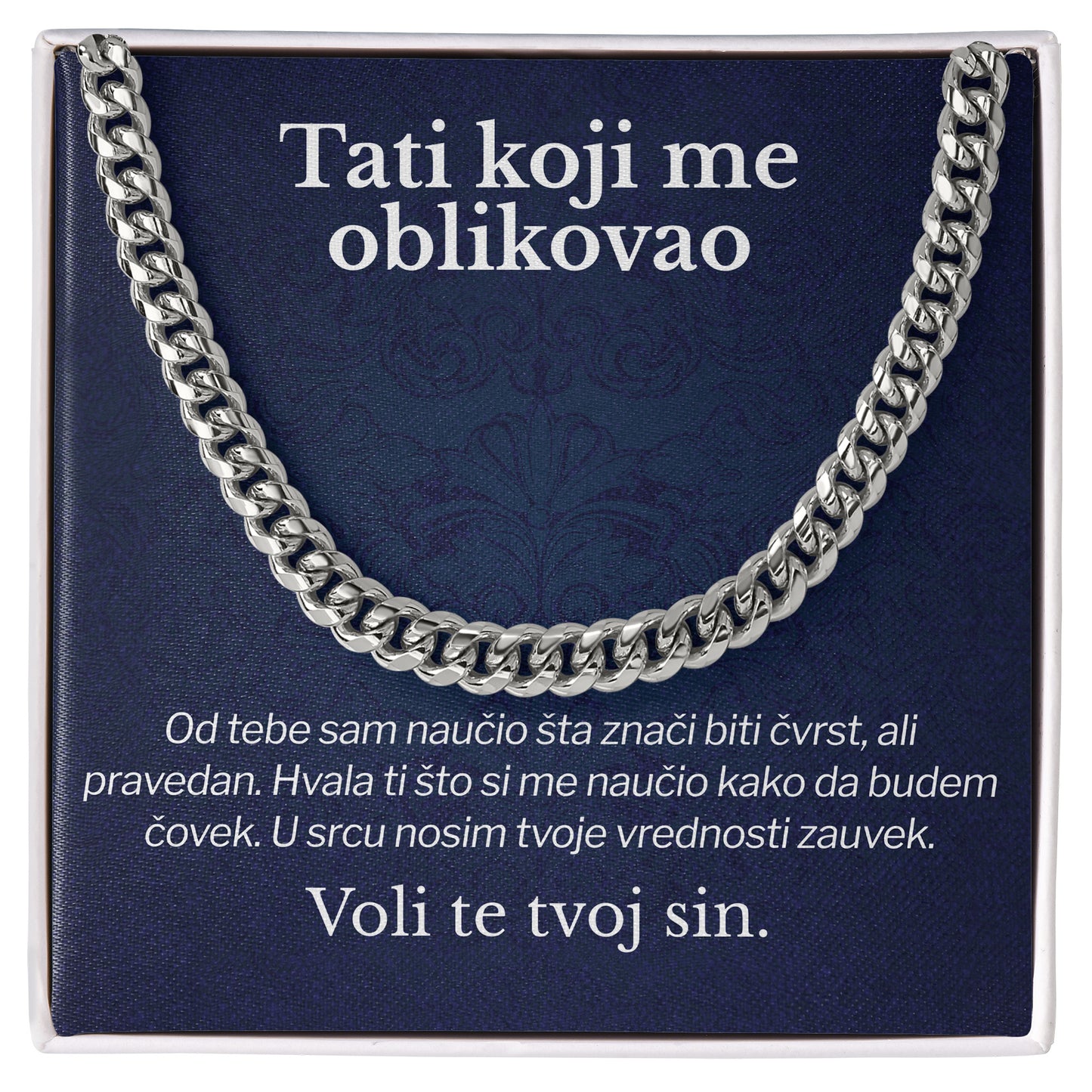 Tati koji me oblikovao – Posveta sa lančićem za oca od sina