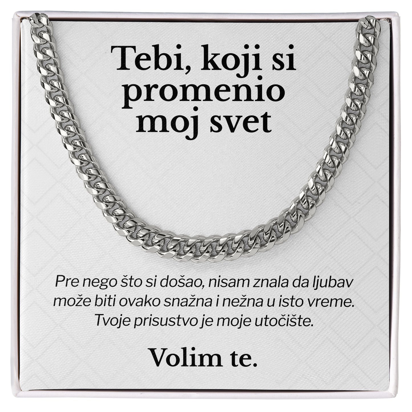 Tebi, koji si promenio moj svet – Posveta sa lančićem za dečka od devojke