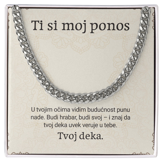 Ti si moj ponos – Posveta sa lančićem za unuka od deke