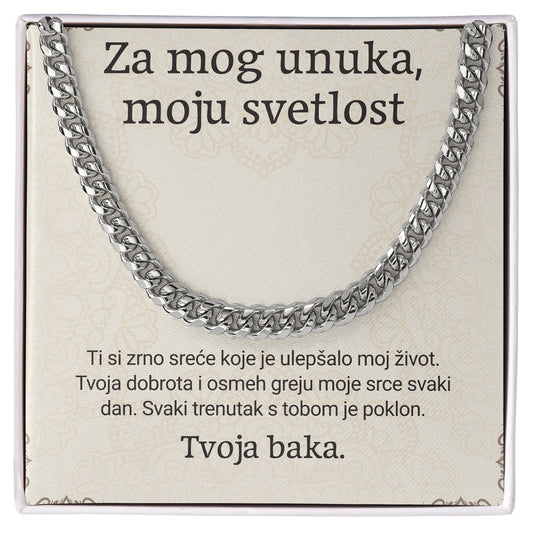 Za mog unuka, moju svetlost – Posveta sa lančićem za unuka od bake