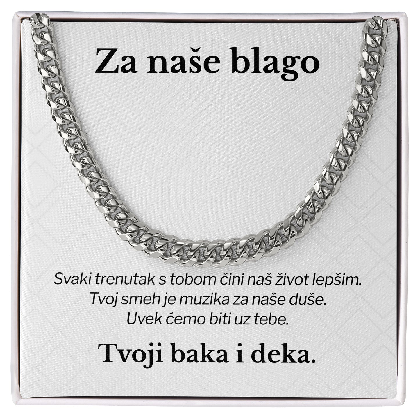 Za naše blago – Posveta sa lančićem za unuka od bake i deke