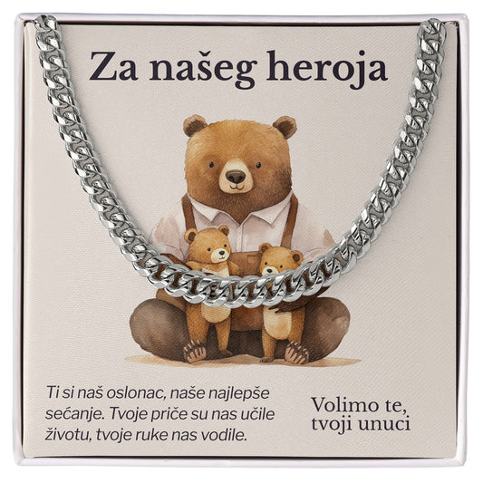 Za našeg heroja – Posveta sa lančićem za dedu od unuka i unuke