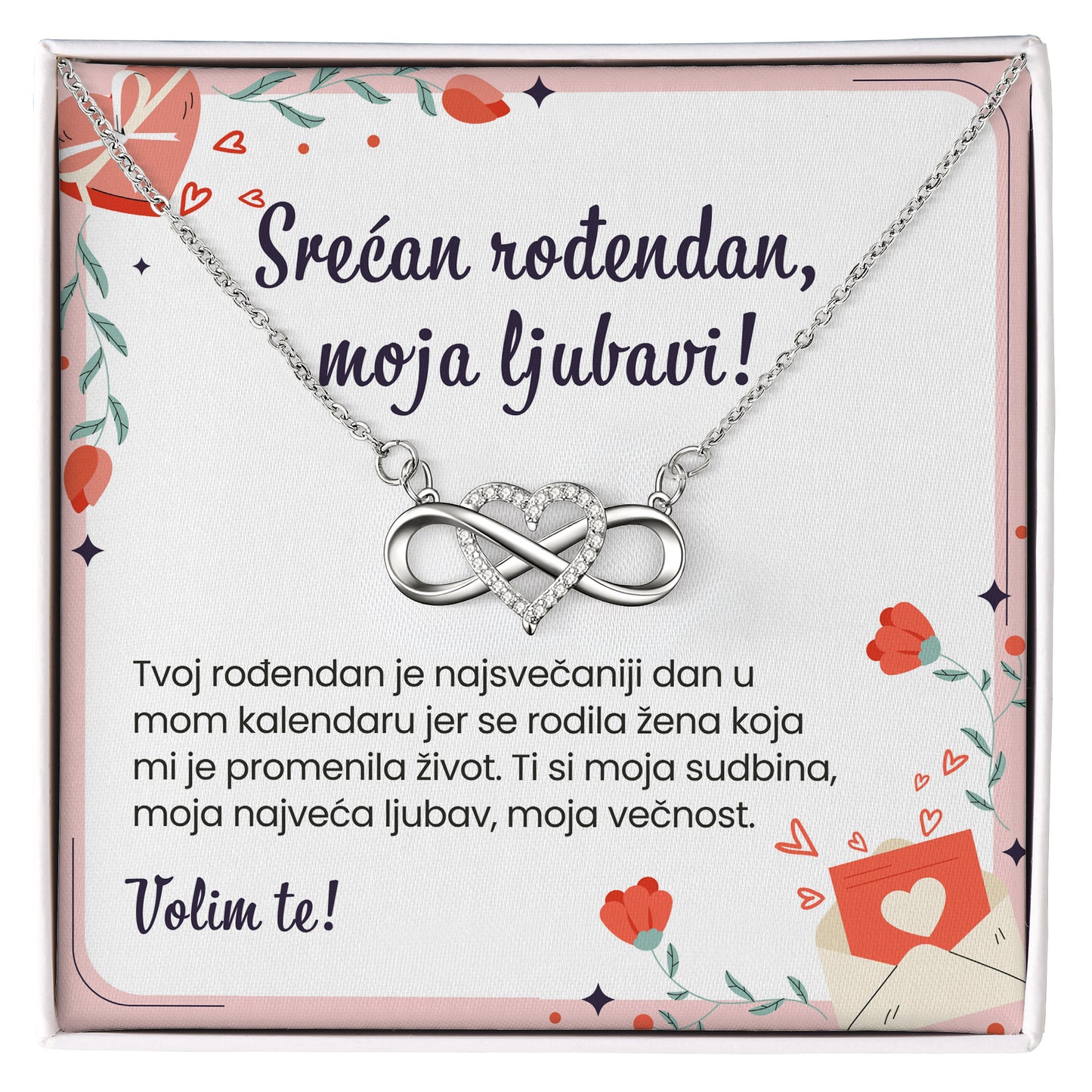 Srećan rođendan, moja ljubavi! - Posveta sa lančićem za rođendan