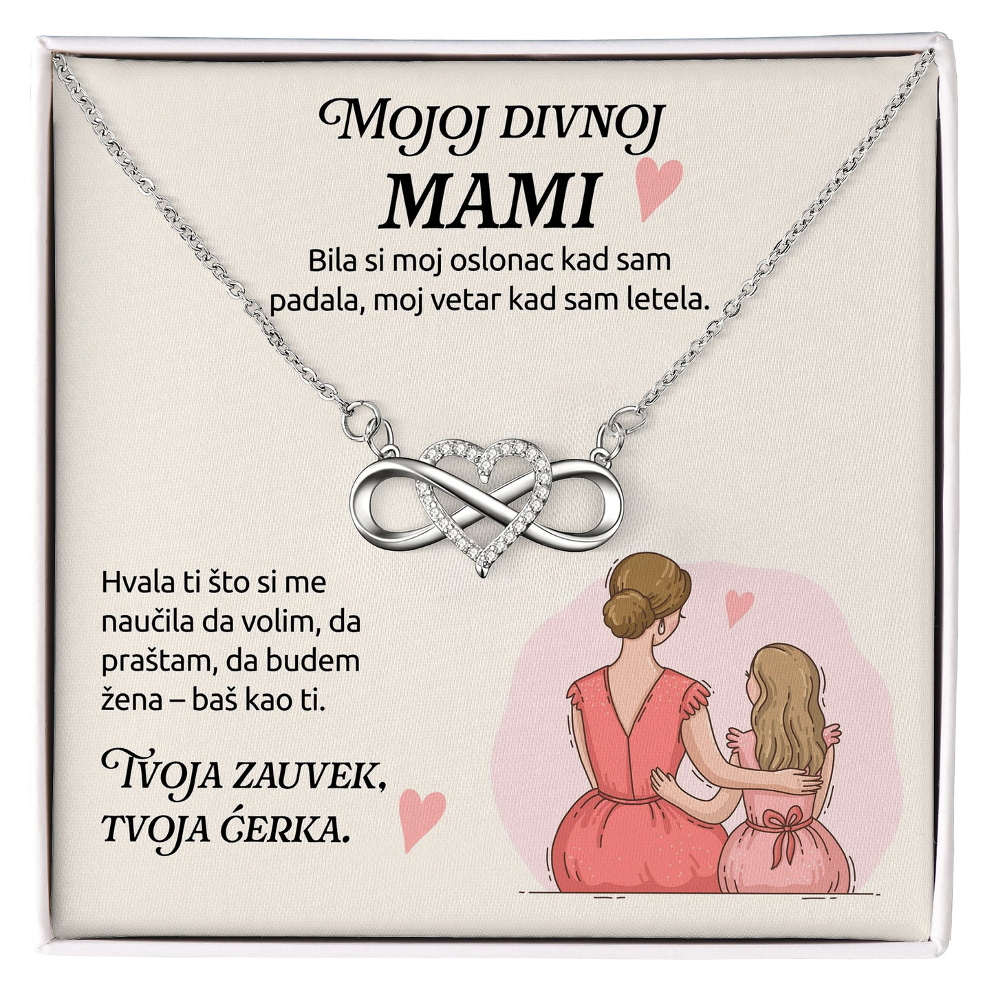 Mojoj divnoj mami – Posveta sa lančićem od ćerke za majku