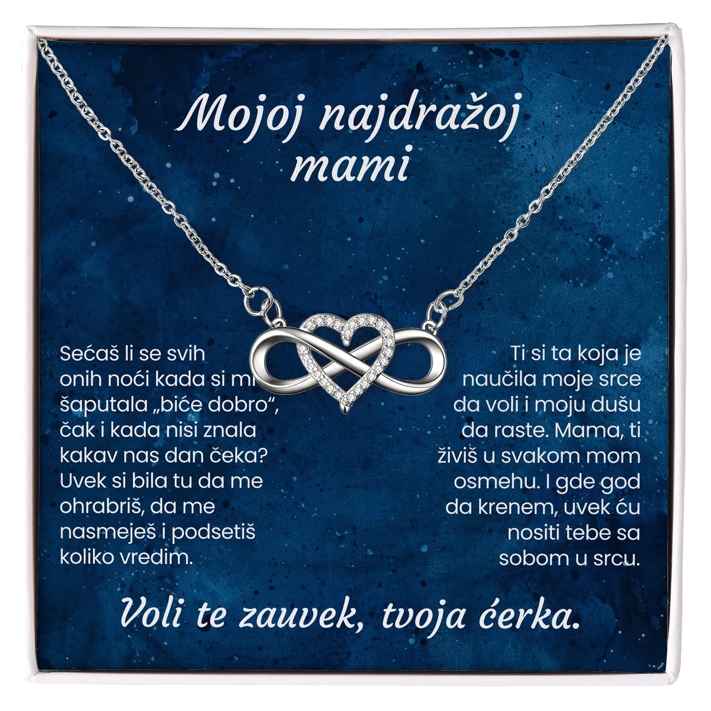 Mojoj najdražoj mami – Posveta sa lančićem od ćerke za majku