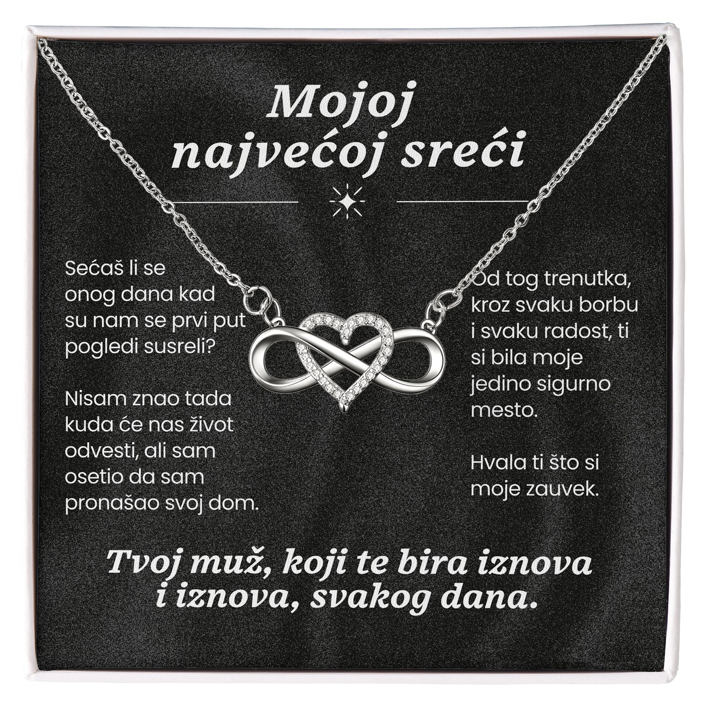 Mojoj najvećoj sreći – Posveta sa lančićem za suprugu od muža