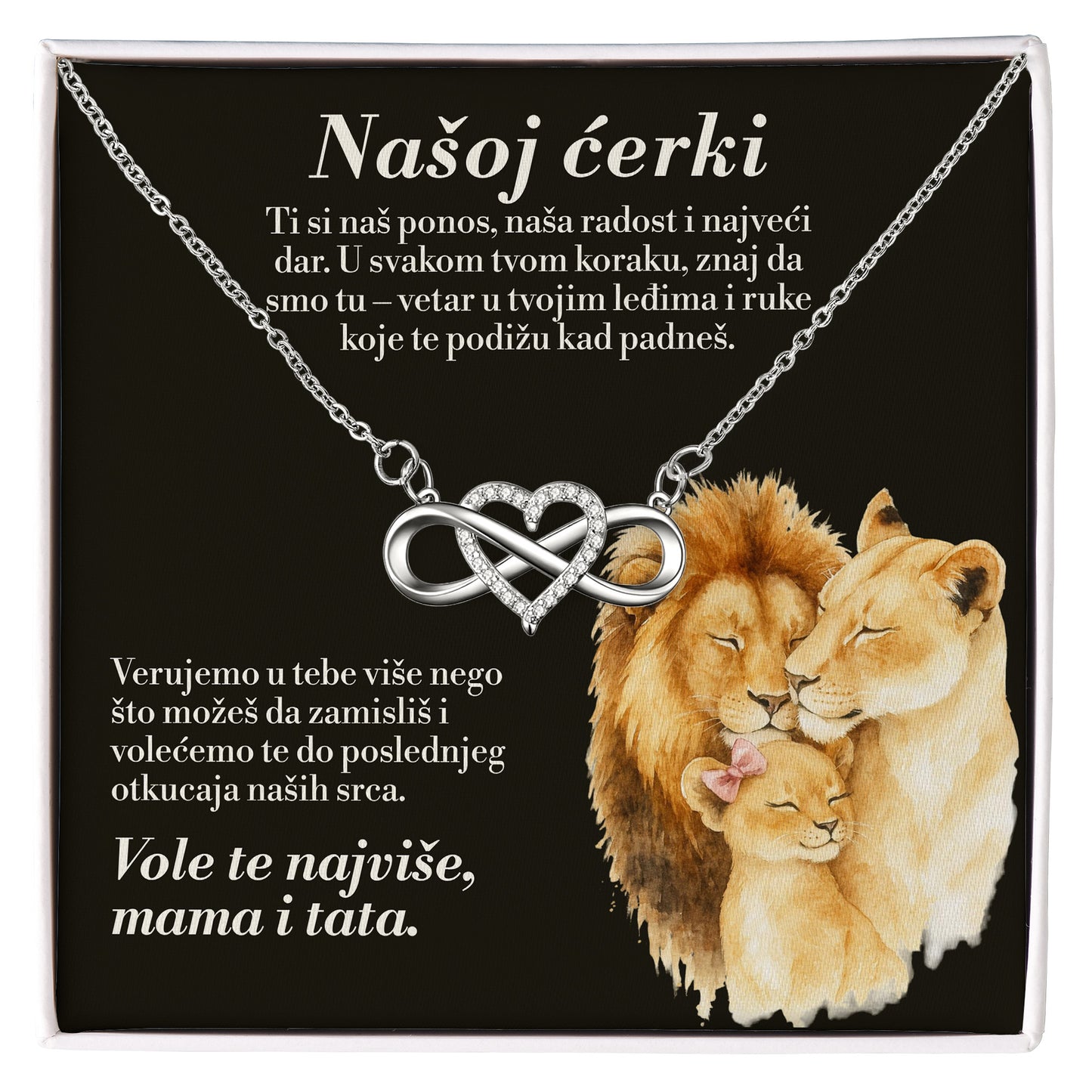 Našoj ćerki – Posveta sa lančićem za ćerku od roditelja