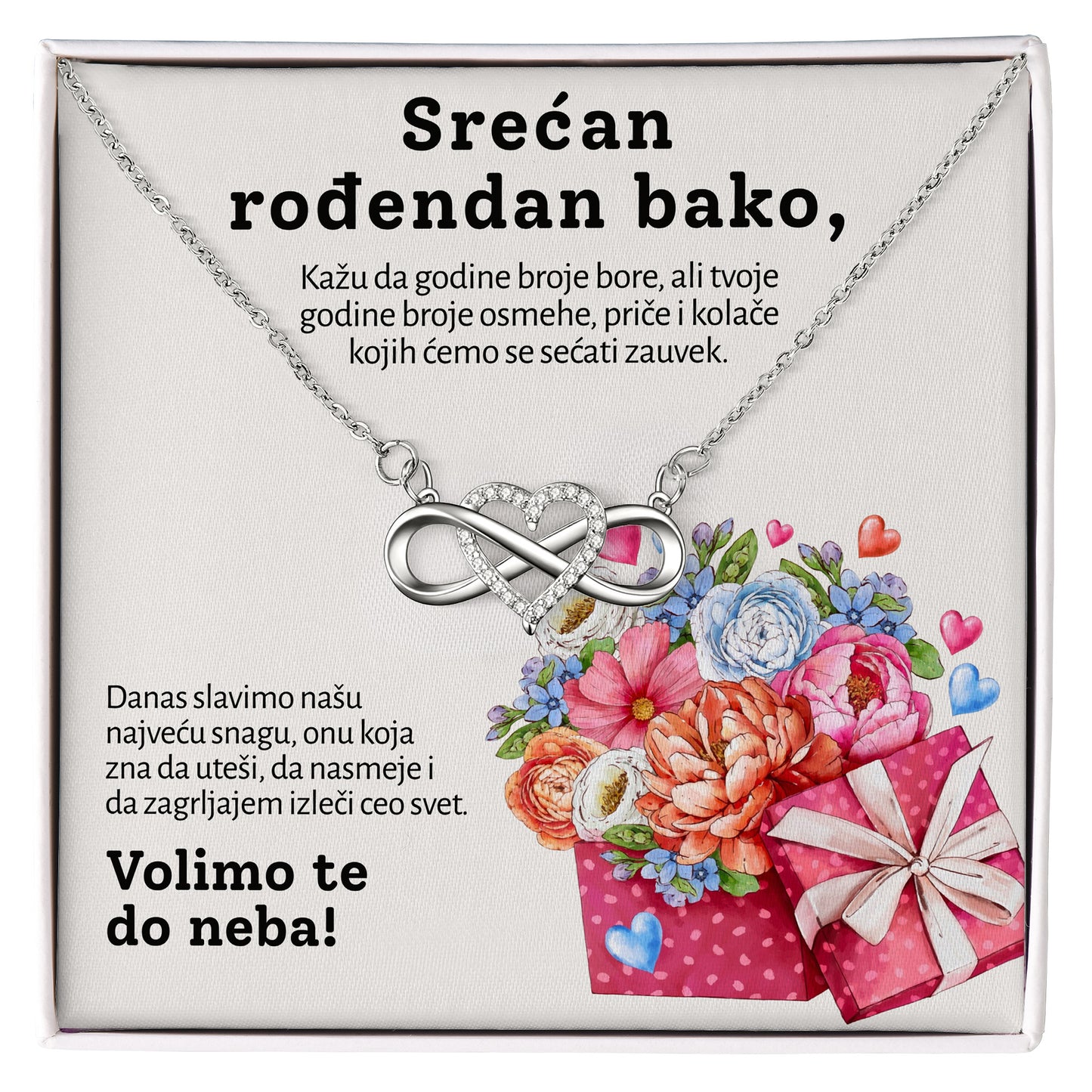 Srećan rođendan bako - Posveta sa lančićem za rođendan