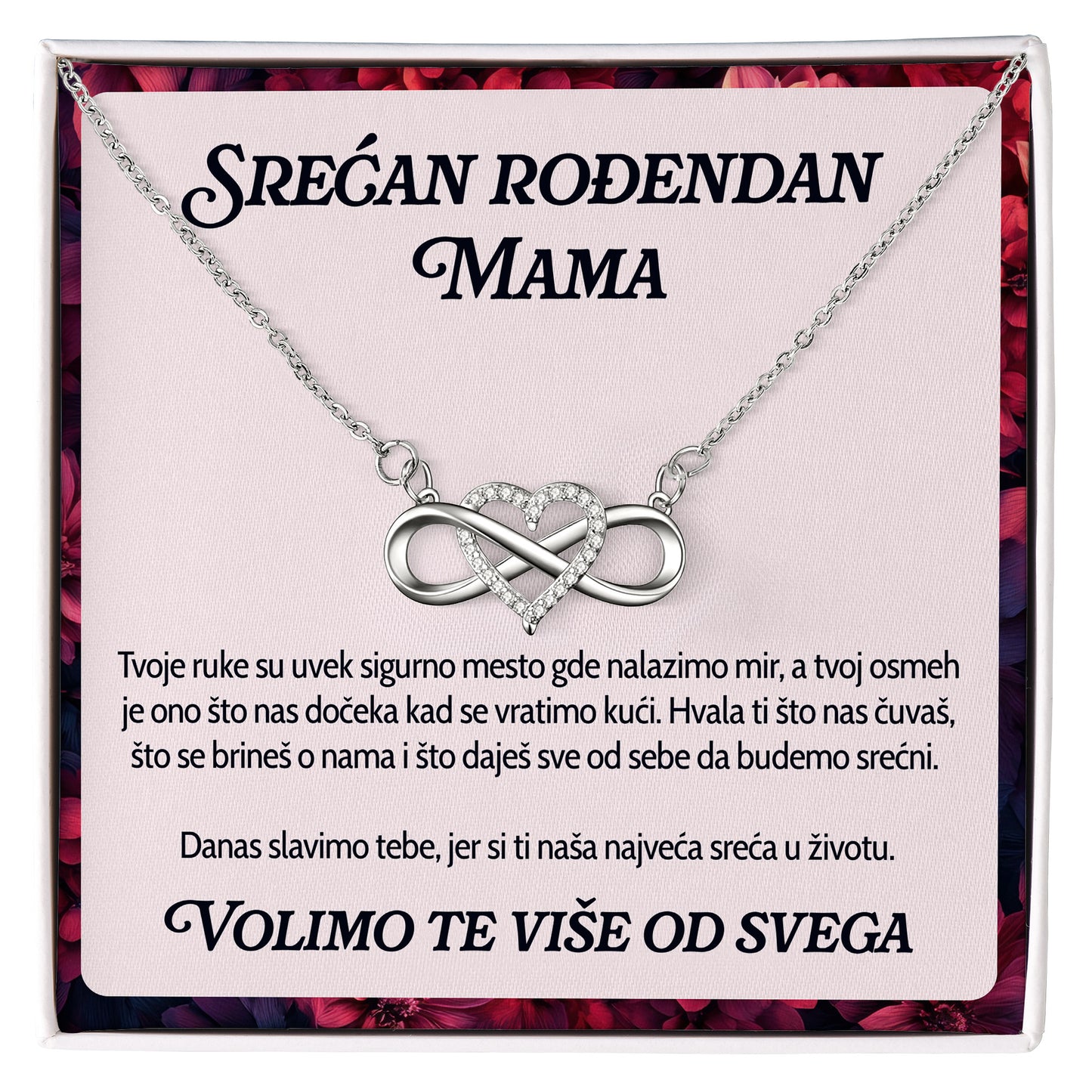Srećan rođendan mama - Posveta sa lančićem za rođendan od dece