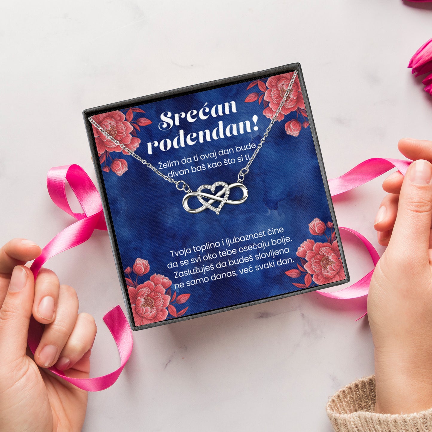 Srećan rođendan! - Posveta sa lančićem za rođendan, svetla