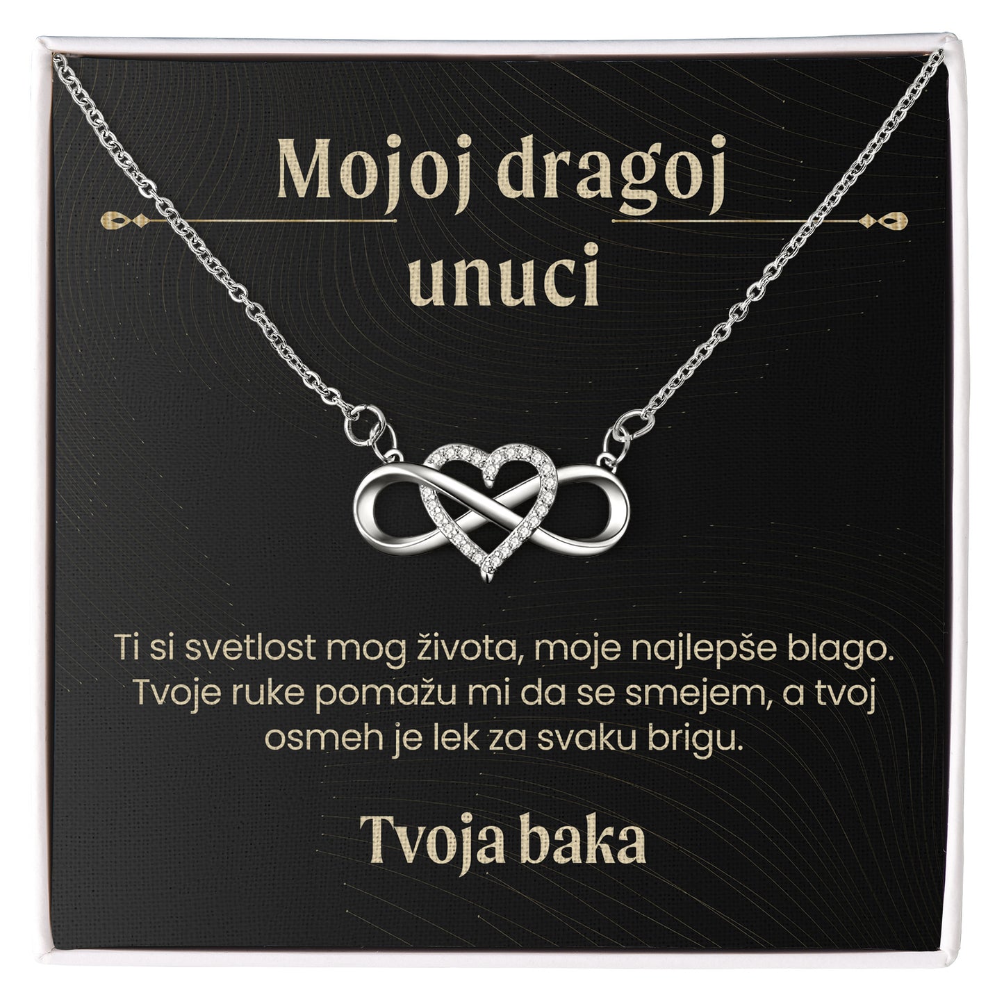 Mojoj dragoj unuci – Posveta sa lančićem za unuku od bake