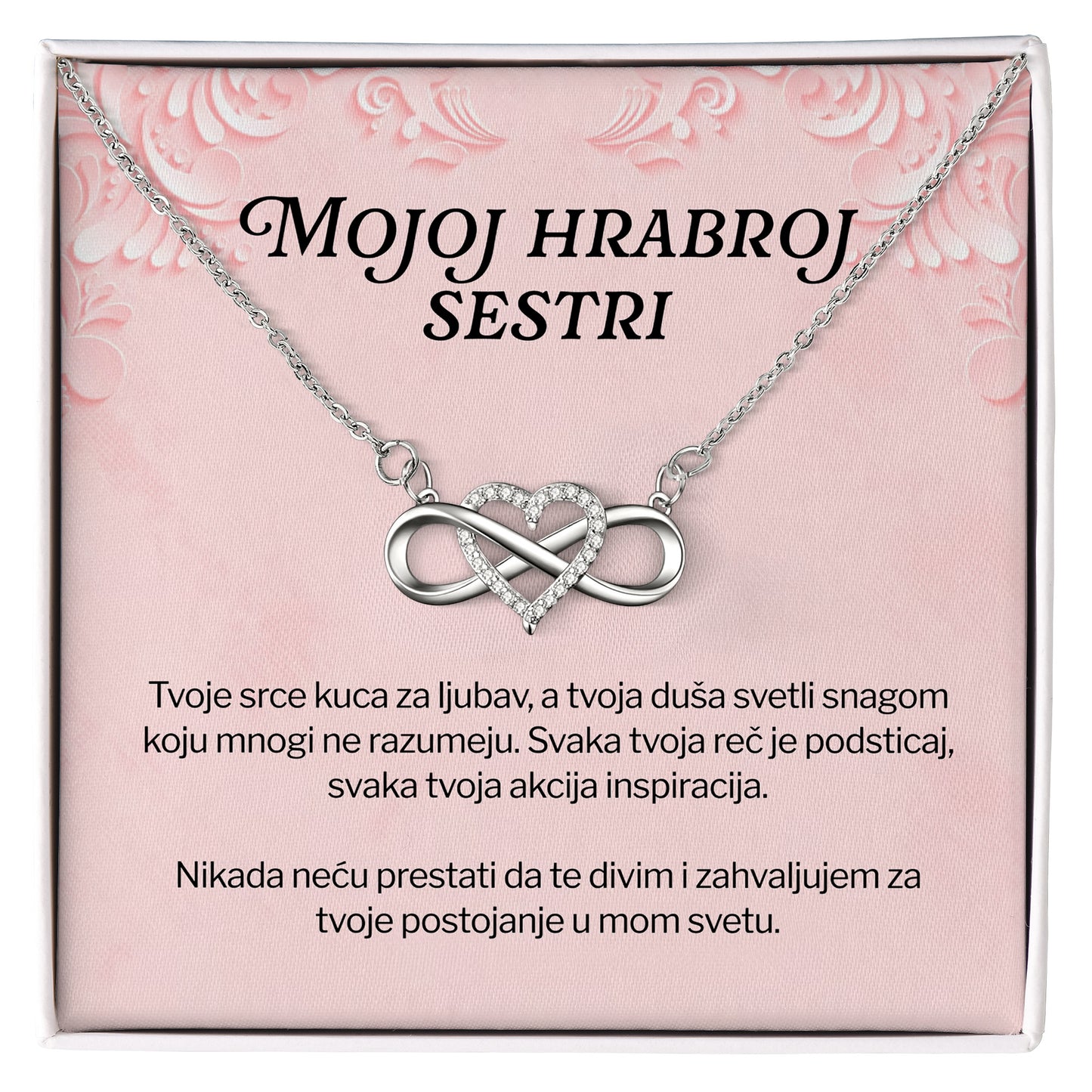 Mojoj hrabroj sestri – Posveta sa lančićem za sestru od brata