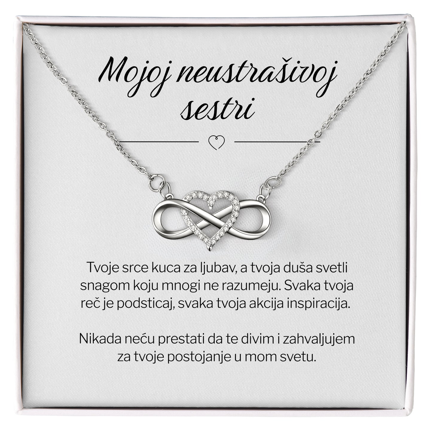 Mojoj neustrašivoj sestri – Posveta sa lančićem za sestru od sestre