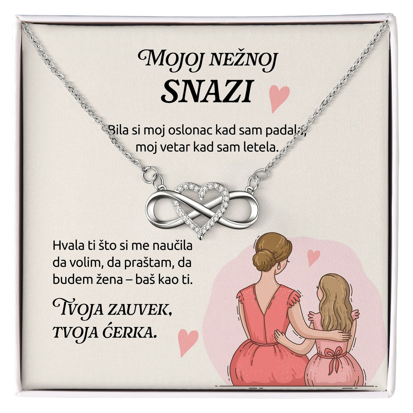 Mojoj nežnoj snazi – Posveta sa lančićem za majku od ćerke