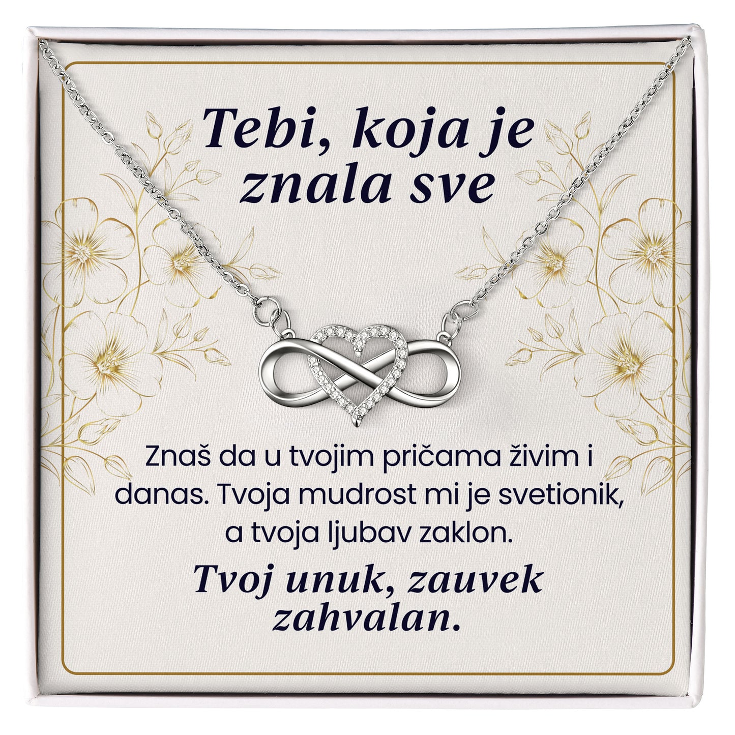 Tebi, koja je znala sve – Posveta sa lančićem za baku od unuka