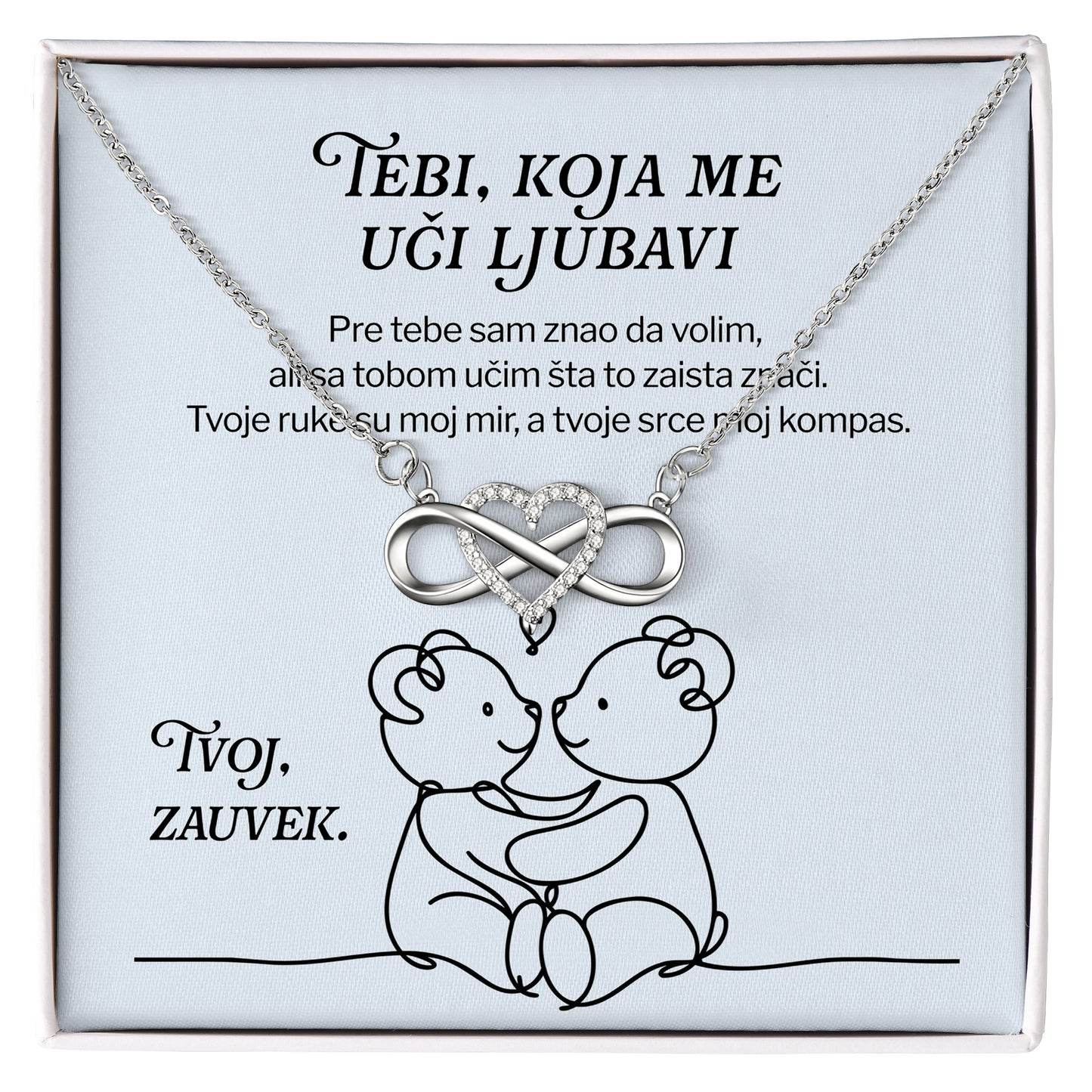 Tebi, koja me uči ljubavi – Posveta sa lančićem za devojku od momka