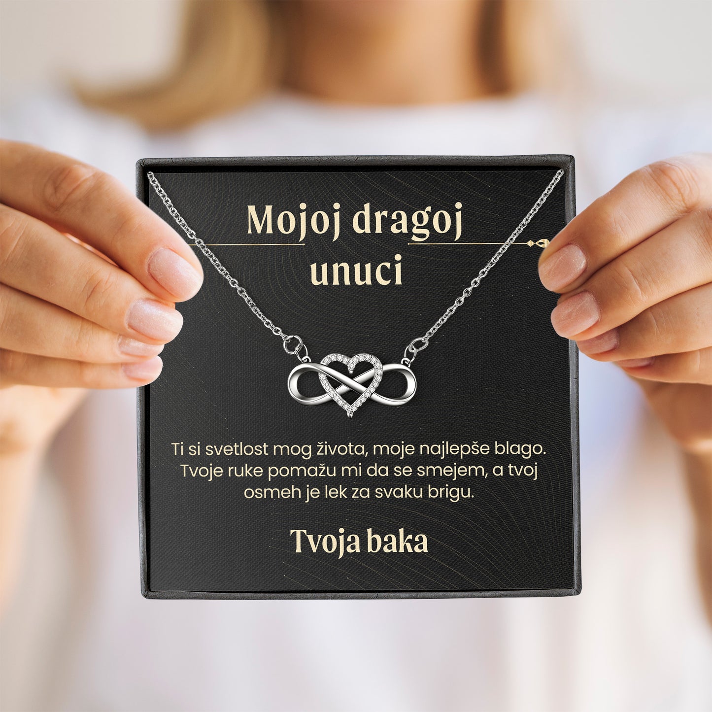 Mojoj dragoj unuci – Posveta sa lančićem za unuku od bake