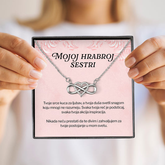 Mojoj hrabroj sestri – Posveta sa lančićem za sestru od brata