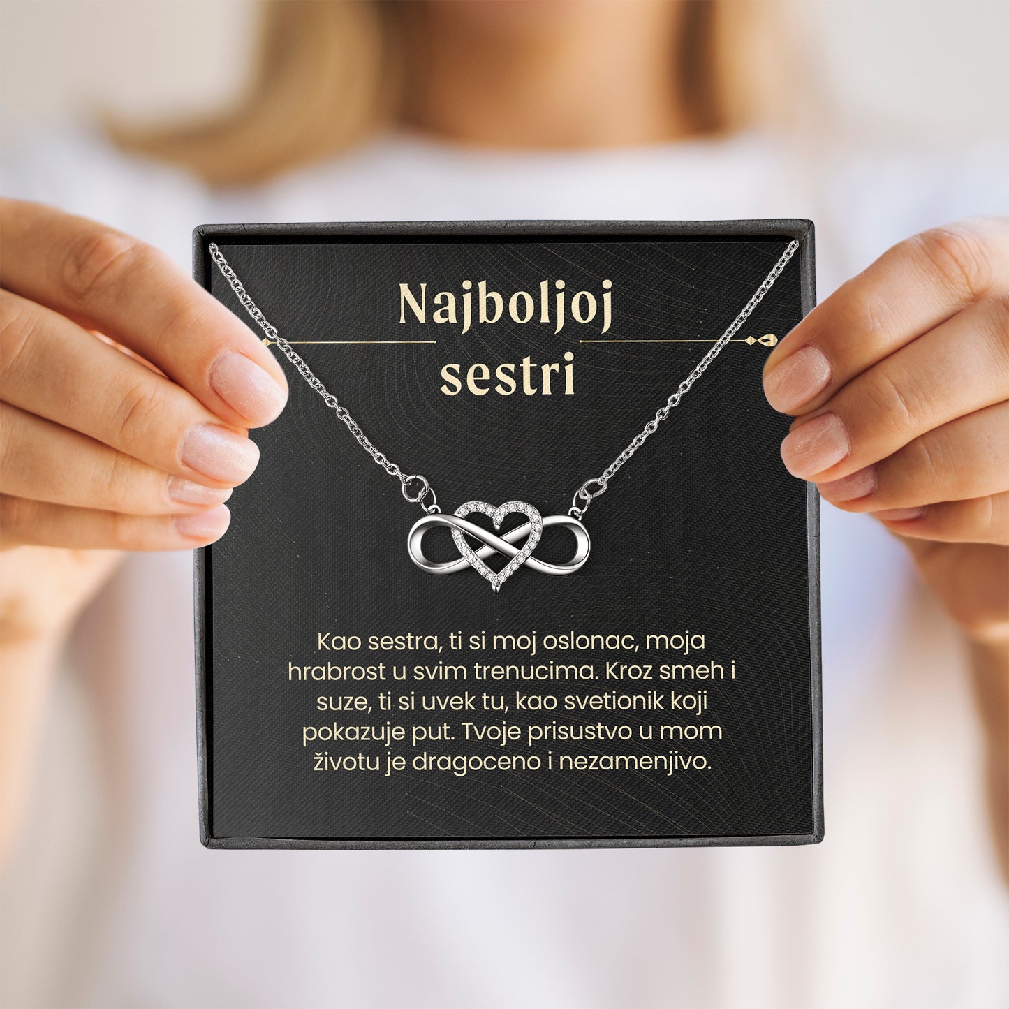 Najboljoj sestri – Posveta sa lančićem za sestru od sestre