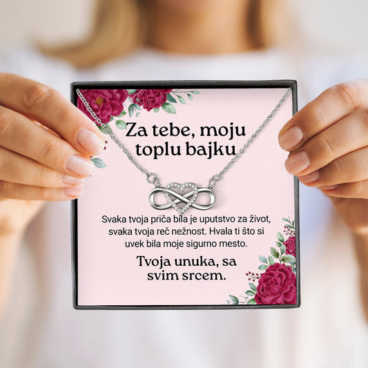 Za tebe, moju toplu bajku – Posveta sa lančićem za baku od unuke
