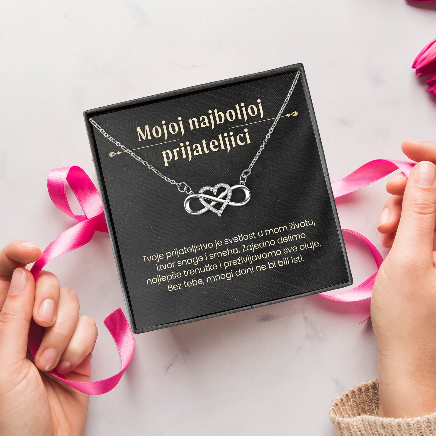Mojoj najboljoj prijateljici – Posveta sa lančićem za prijateljicu od prijateljice