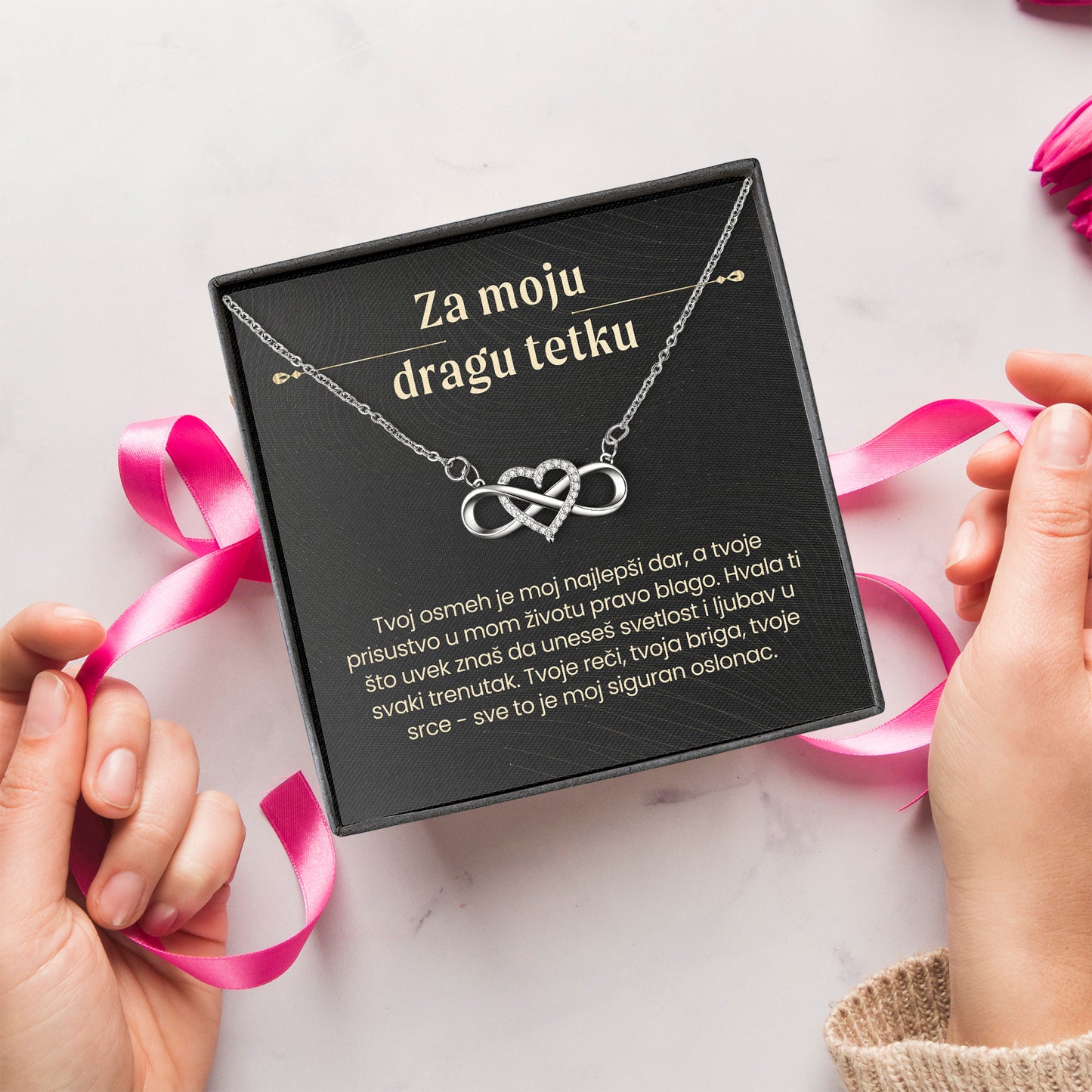 Za moju dragu tetku – Posveta sa lančićem za tetku