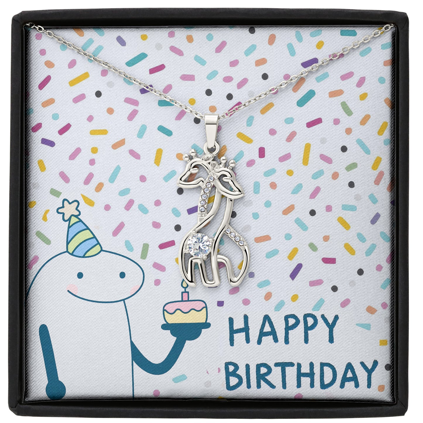 HAPPY BIRTHDAY - Posveta sa lančićem za rođendan (Žirafa)