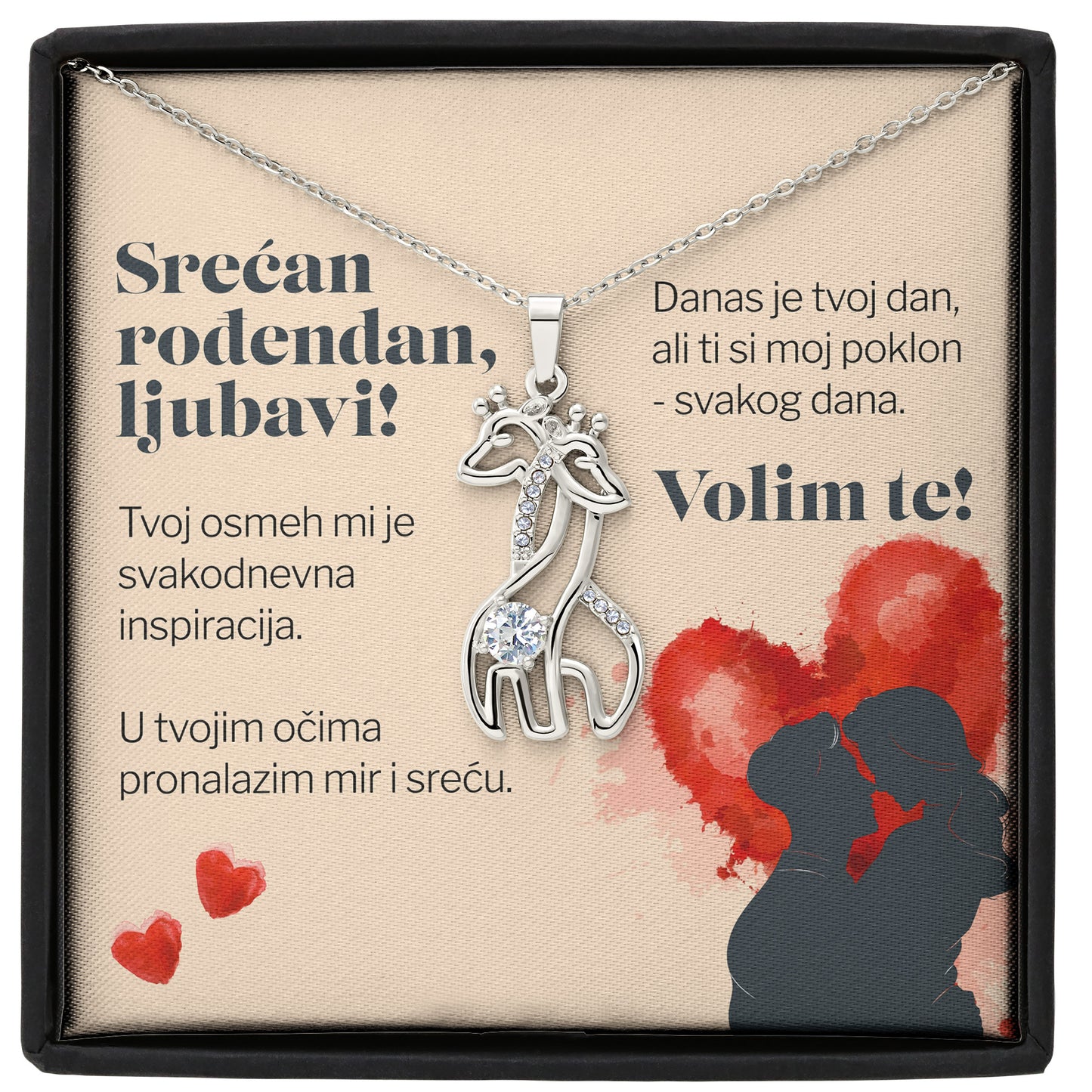 Srećan rođendan, ljubavi!  - Posveta sa lančićem za rođendan (Žirafa)