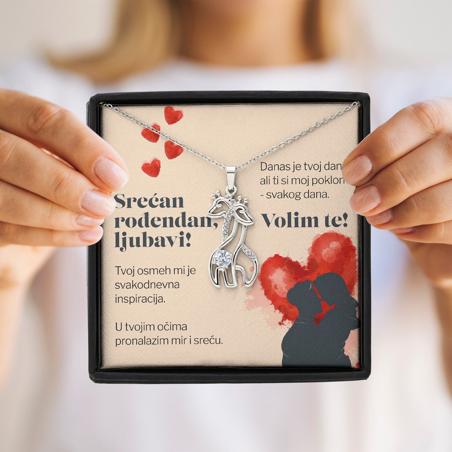 Srećan rođendan, ljubavi!  - Posveta sa lančićem za rođendan (Žirafa)