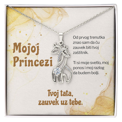 Mojoj princezi – Posveta sa lančićem za ćerku od oca (Žirafa)