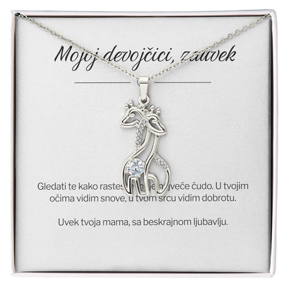 Mojoj devojčici zauvek - Posveta sa lančićem za ćerku od majke (Žirafa)