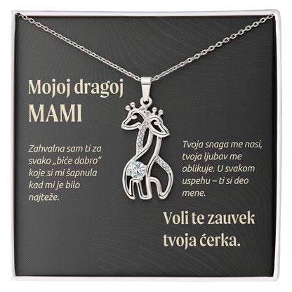 Mojoj dragoj mami – Posveta sa lančićem za majku od ćerke (Žirafa)