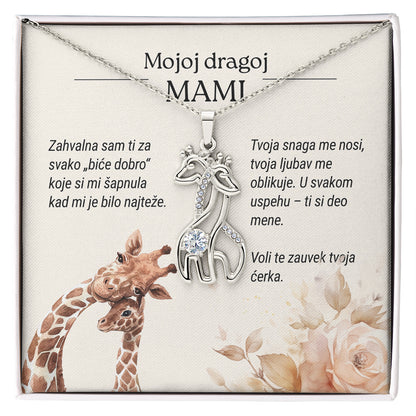Mojoj dragoj mami – Posveta sa lančićem za majku od ćerke (Žirafa), svetla