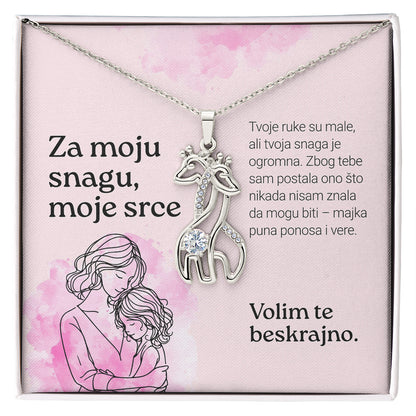 Za moju snagu, moje srce – Posveta sa lančićem za ćerku od majke (Žirafa)
