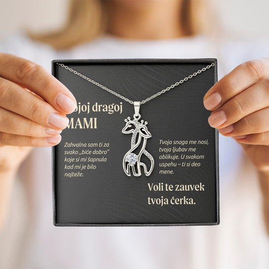Mojoj dragoj mami – Posveta sa lančićem za majku od ćerke (Žirafa)