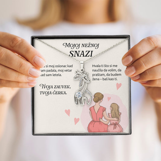 Mojoj nežnoj snazi – Posveta sa lančićem za majku od ćerke (Žirafa)